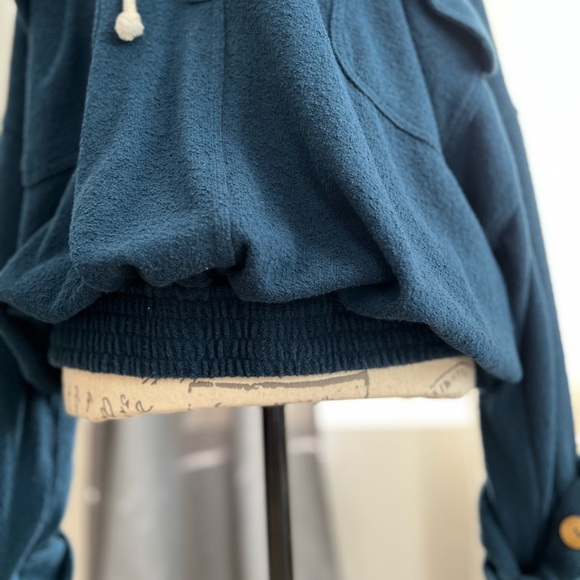 Free People Beach Women's Navy Blue oversized Henley sweatshirt pullover - Picture 7 of 12